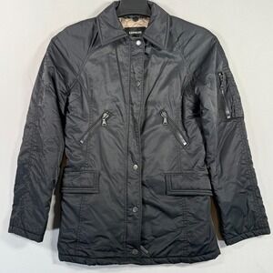 Express Women's Med‎ Lined Jacket Coat Black Winter Zipper Pockets Med Length